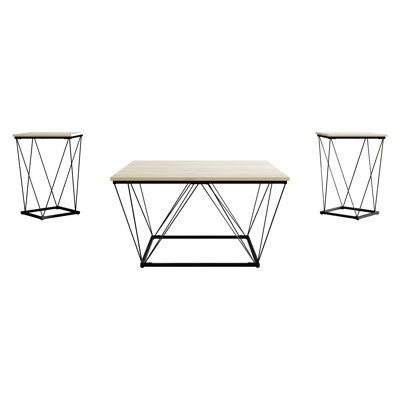 ENSEMBLE DE TABLE DE CAFÉ EN MÉTAL 3 PCS EN GRIS CLAIR