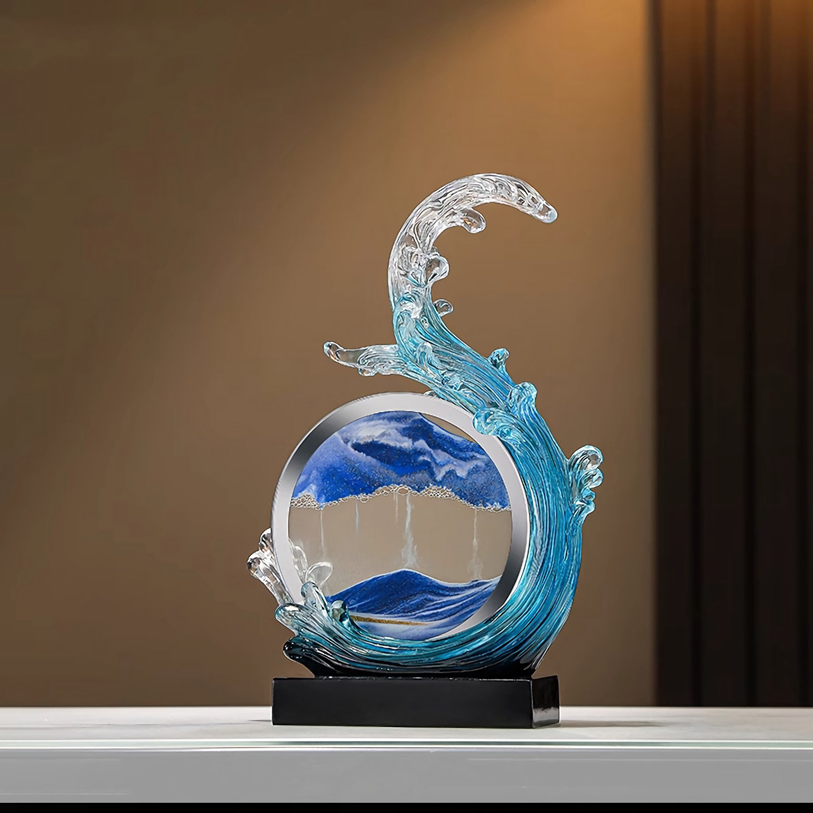 Dolphin Flowing Sand Painting Hourglass Ornament