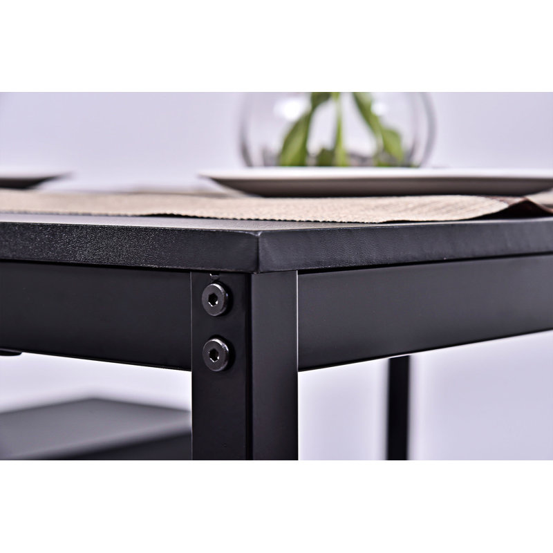 Homerus 4 - Person Four Leg Dining Set, Black, Black