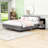 Modern Floating Platform Bed with LED Lighting and Built-in Nightstands-1331399182-1331399180