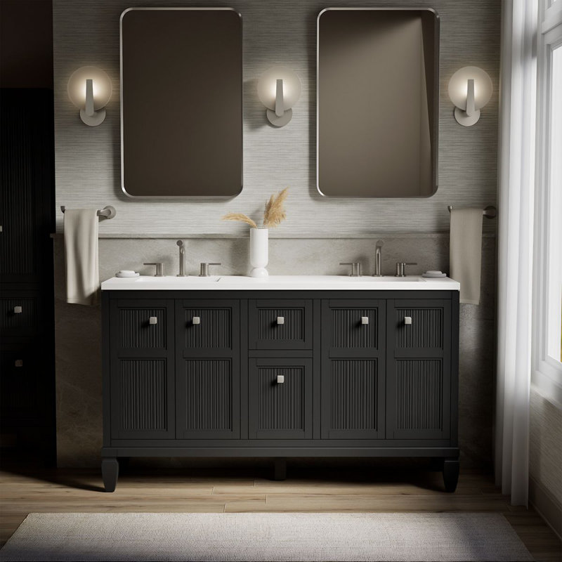 Hearthaven 60-In Bathroom Vanity Set, Slate Gray
