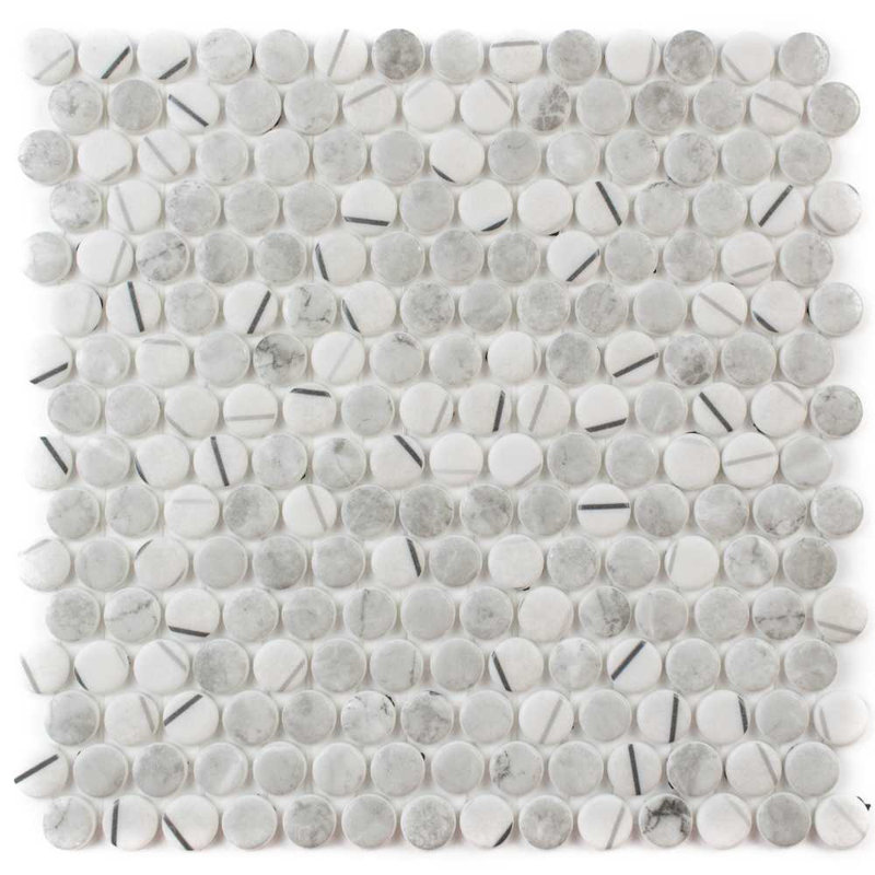 Eterna Penny 12"x12" Recycled Glass Mosaic Wall & Floor Tile, Gray