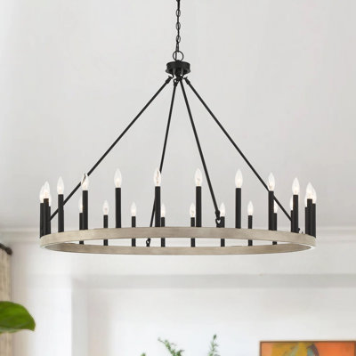 Adriana 24-Light Dimmable Candle Style Wagon Wheel Chandelier