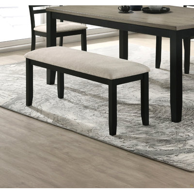 1Pc Black Gray Bench Dining Room Fabric Upholstery Kitchen Dining Wooden Furniture