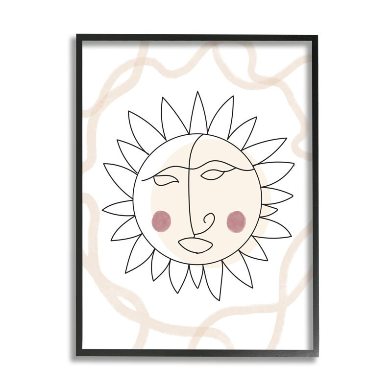 Boho Sun, dessin de raies solaires par Lil 'Rue - impression, L 16 po x H 20 po, Giclée encadrée noir minuit