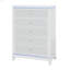 Commode 5 tiroirs Glam White avec bordure bleue scintillante
