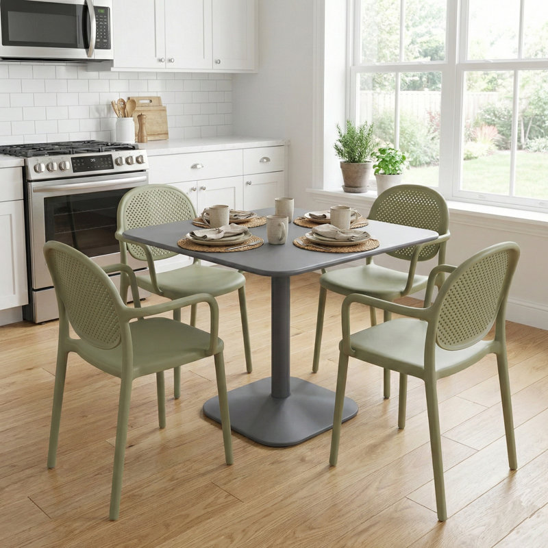 4 - Person Steel Dining Set, Green