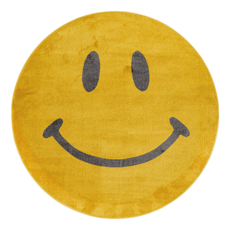 Unique Loom Smilie Whimsy Kids Rug, Round 6'1"