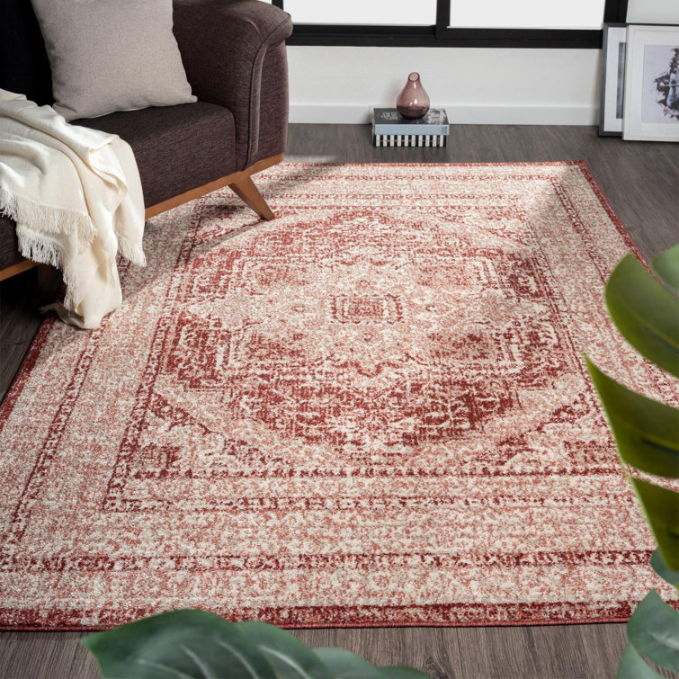 Rectangle Moroccan Machine Woven Polypropylene Area Rug in Burgundy