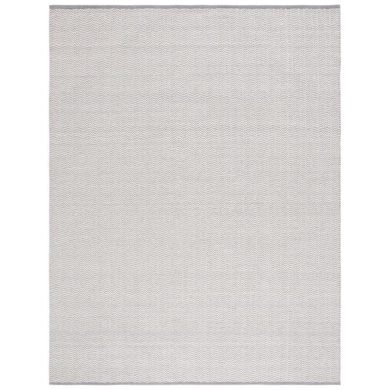 Tapis en coton / laine tissé à la main Vermont en ivoire / gris, Rectangle 8 pi x 10 pi