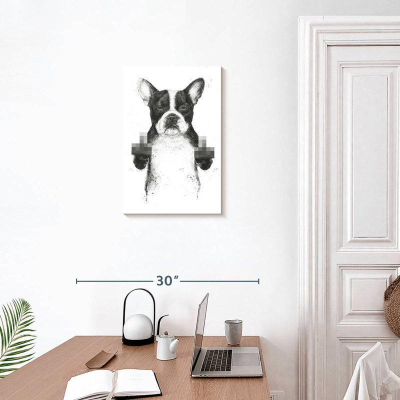 Brampt chien censuré, H 24 po x l 16 po