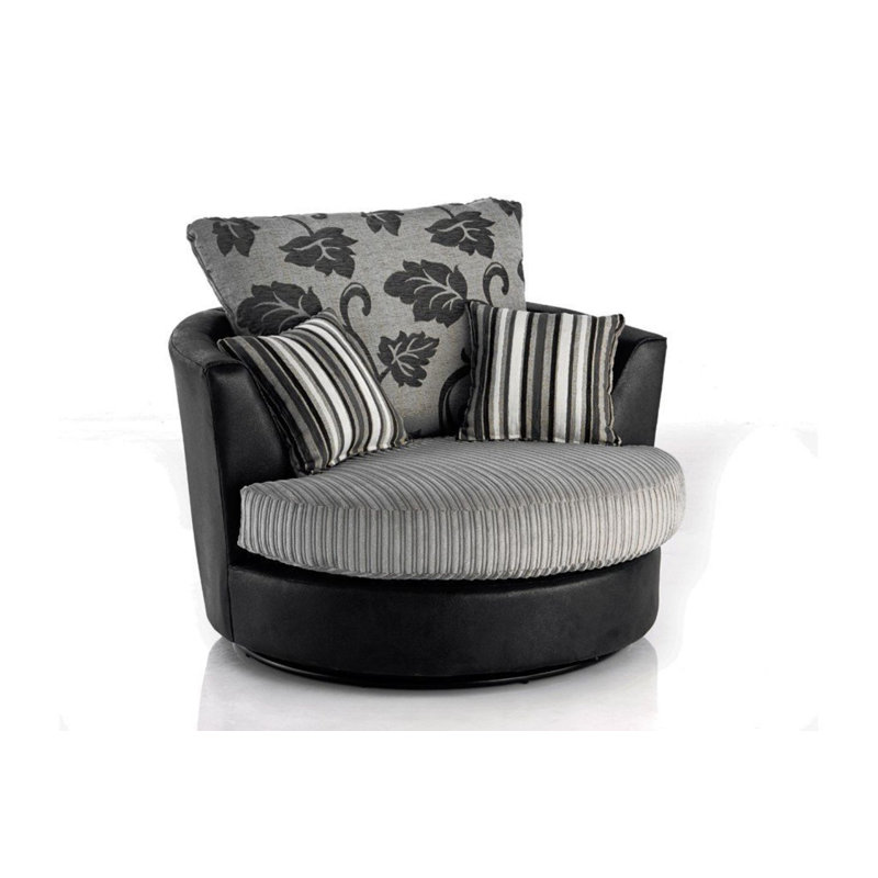 Buker Faux Leather Swivel Barrel Chair, Grey