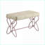 Banc d'appoint | Design papillon moderne | Siège en similicuir blanc neige | Base en métal mauve | Dossier sans dossier pour le salon, la chambre à coucher | Blanc | Mauve