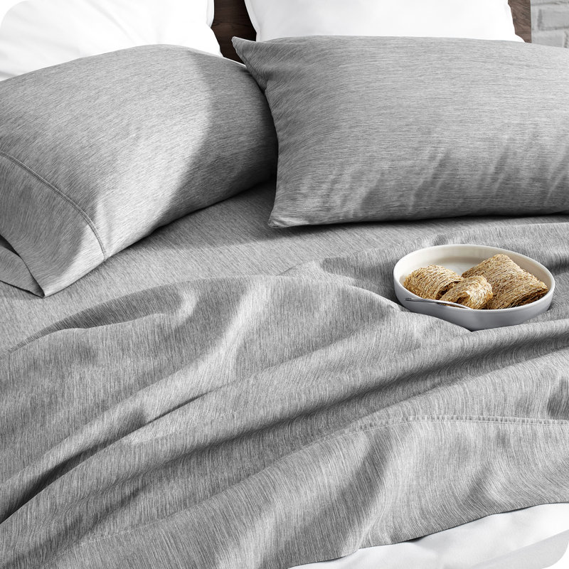 Ensemble de draps en microfibre Bare Home, Ensemble de draps pour lit simple TG + 1 drap-hous, Gris anthracite chiné