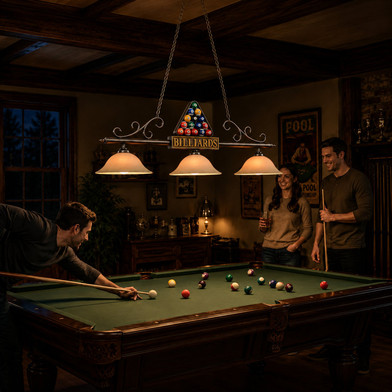 Brenneman 3-Light Pool Table Lights Linear Pendant By RAM Game Room