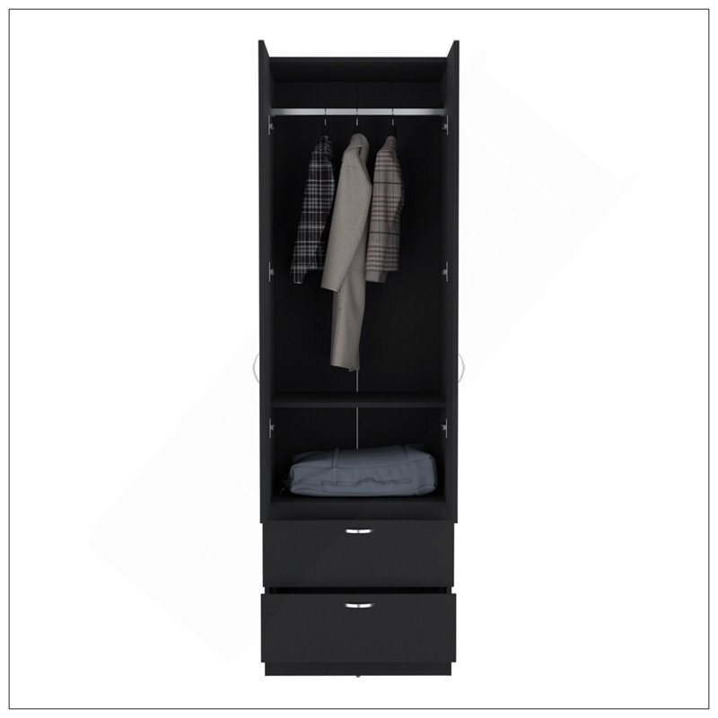 Armoire Marlton, chambre à coucher, noir, Noir