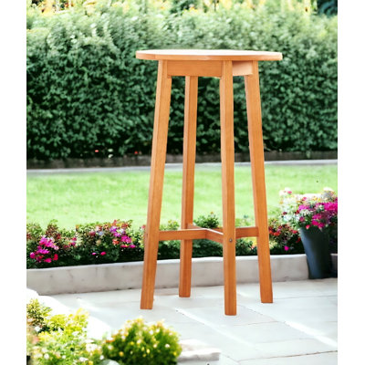 Shian 42" Natural Eucalyptus Slat Wood Outdoor Round Bar Table