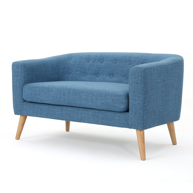 Canapé-lit moderne capitonné Decato, 100% polyester bleu pâle, H 28,25 po x l 51,5 po x P 29,5 po