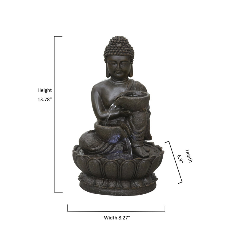 Fontaine de Bouddha 13,75 "avec DEL pour décoration de table