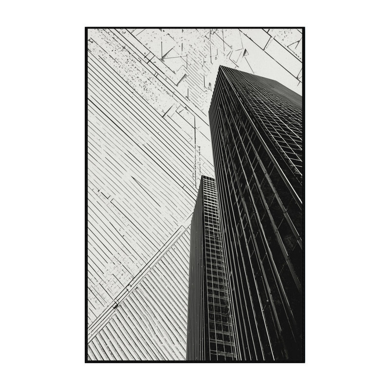 Machine Washable Paizlei Tokyo Cityscape Modern Geometric Rug in White – Black Binding, 4x6