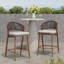 Ensemble de 2 tabourets de comptoir de patio extérieur, structure en aluminium d'une hauteur de siège de 26 po avec dossier en forme de feston en rotin de polyéthylène-1828047779-1828047780
