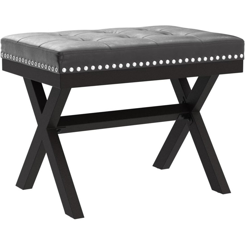 Leeannah Upholstered Ottoman, Black