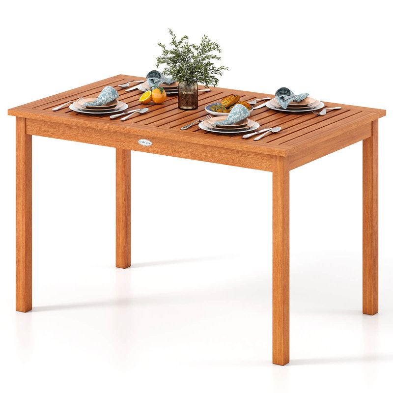 Table de salle à manger 48 pouces pour 4-6 personnes avec plateau à lattes pour jardin