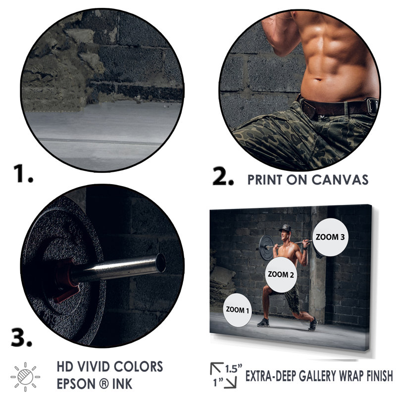Oceanport - aérobie et musculation, impressions d'art_106275, H 12 po x l 20 po x P 1 po, Toile avec cadre flottant noir