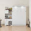 Grand lit escamotable avec armoire de rangement, support à vin, porte-verre, tiroirs et bande DEL multicolore-372406771