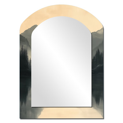 Gris minimalisme Norvège Winter Landscape III - grand miroir mural arqué sur métal