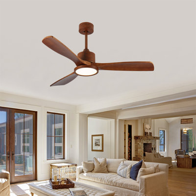 Ventilateurs de plafond en bois 52 pouces avec lumières et télécommande