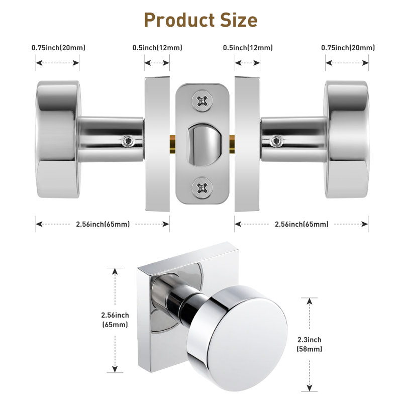 Boutons de porte Modern Grace Series, Chrome poli