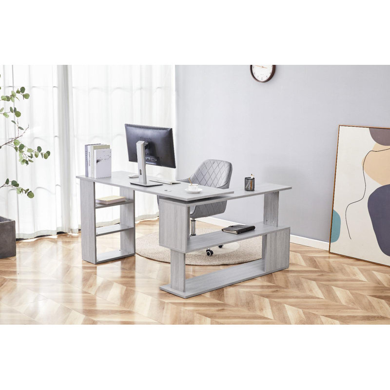 Sherena Piece Computer Desk Office Set, Gray