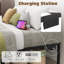 Base de lit plateforme de 14 pouces avec lumières DEL Station de charge Base de matelas en métal noir Aucun sommier nécessaire grand espace de rangement anti-bruit-1359399774
