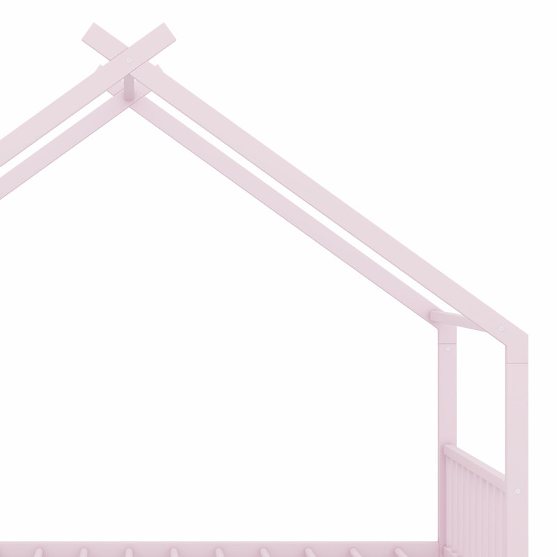 Metal House Bed, Twin, Pink