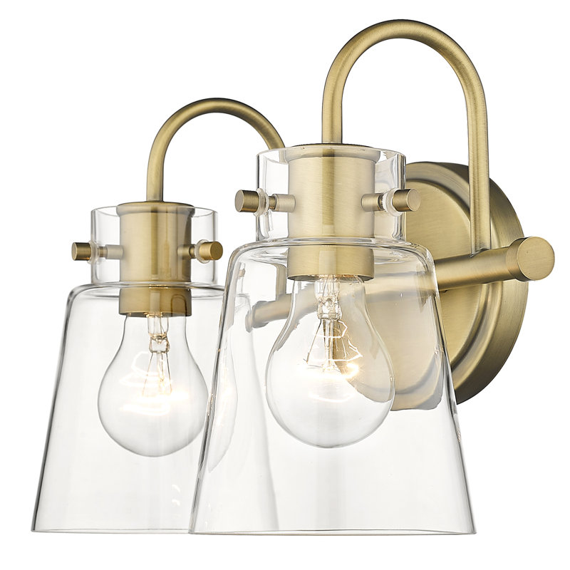 2 - Light Dimmable Vanity Light, Antique Brass