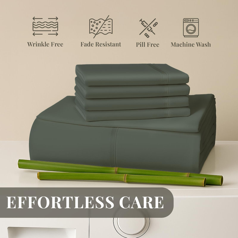 Premium Rayon From Bamboo Blend Sheet Set With Deep Pockets, Cooling and Breathable, Forrest