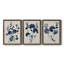 Bleu marine et feuilles de lin II - ensemble de 3 peintures sur toile encadrées-1524676181-1524676203