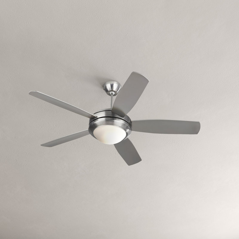 Stoller 44'' Ceiling Fan with LED Lights, Brushed Steel with Silver/Walnut Blades, LED