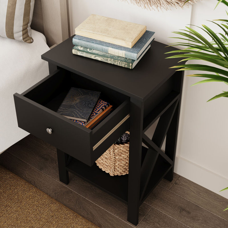 Steigerwald Solid Wood Side Table Set, Black