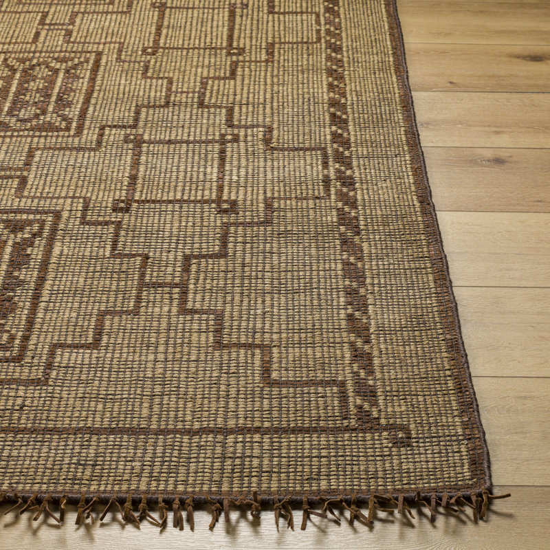 Rectangle Sana Moroccan Handmade Flatweave Area Rug in Brown/Camel, Runner 2'6" x 8'