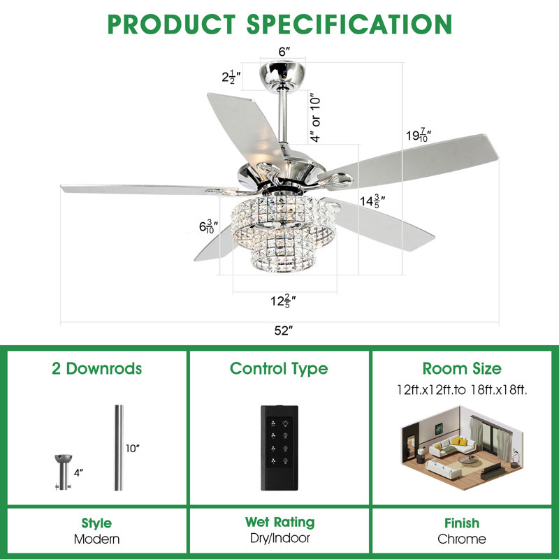 Mcmann 52'' Ceiling Fan with Light Kit