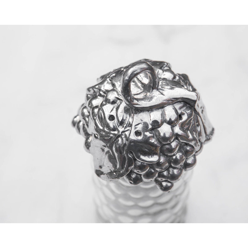 Grape Pattern Aluminum and Glass Salt and Pepper Shaker Set