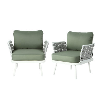 Fauteuil club en acier de 2 et structure rouille, rembourrage en mousse confortable, housses amovibles, corde tissée à la main, idéal pour les fauteuils de détente en plein air 2 Design ergonomique, coussins hydrofuges résistants, épais