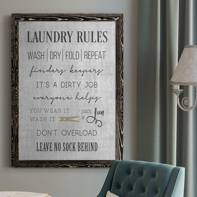 Keeley Neutral Laundry Rules, reproduction d'art sur toile, H 37,5 po x l 27,5 po x P 1 po, Noir