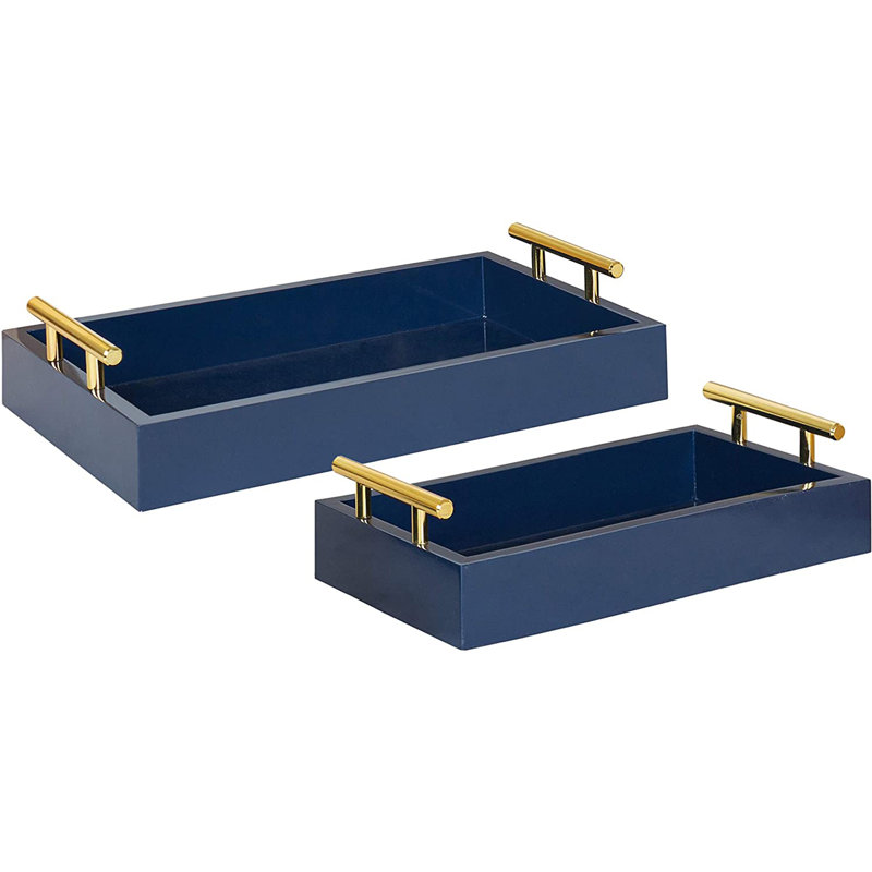 Norvan 2-Piece Rectangle Decorative Trays , Blue