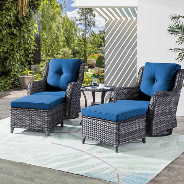 HUMMUH Carlos Brown Wicker Outdoor Lounge Chair With Beige Cushion 2 Pack Pw087 2
