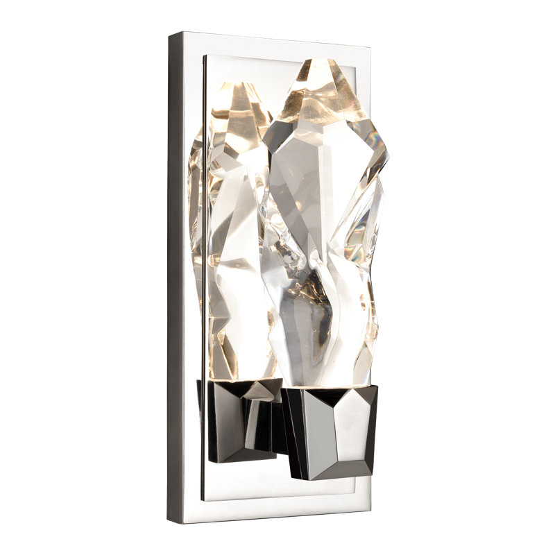 Angelus Steel LED Armed Sconce, Polished Nickel