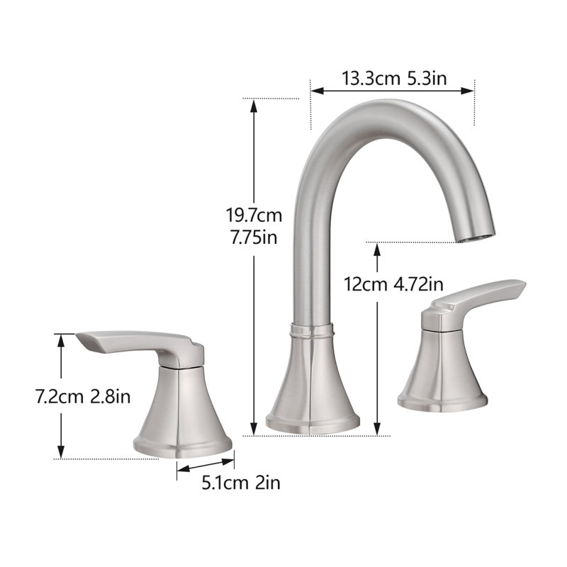 8 Inch Widespread Bathroom Faucet With Drain Assembly 3 Hole Bathroom Sink Faucets Stainless Steel Double Handle Bathroom Basin Taps With Swivel Spout