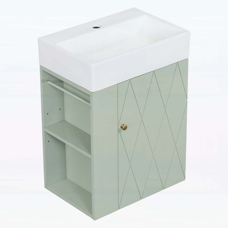 Meuble-lavabo 20 po avec lavabo en céramique, Vert